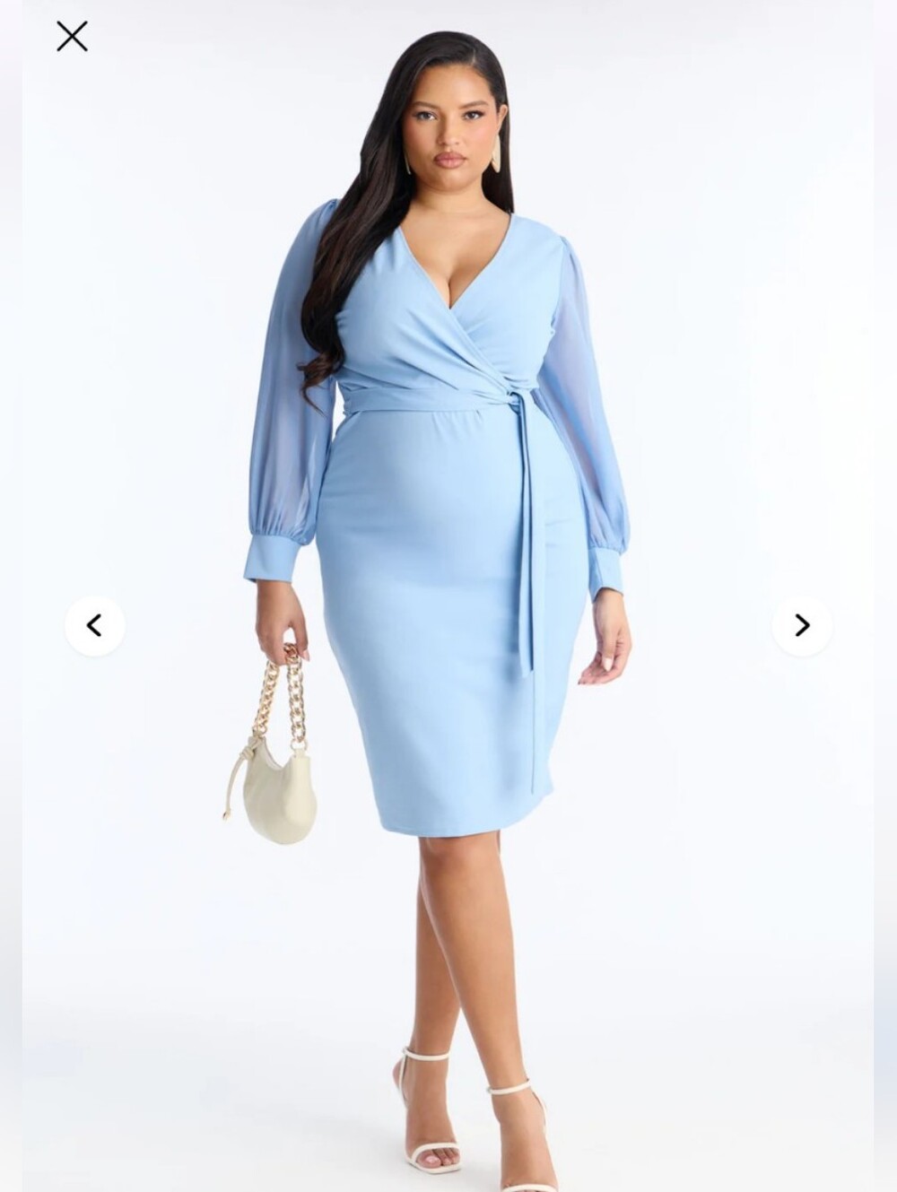Fashion Nova Renee Surplice Tie Waist Midi Dress - Periwinkle 1X (NWOT)